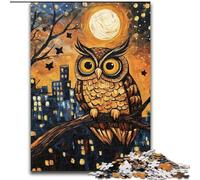 Jigsaw Puzzles for Adults Teenagers Jigsaws Puzzle Owl Under The Moon Educational Stress Relief Toy Parent-child Interaction for And Age 14 26x38cm