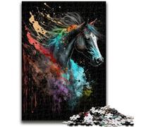 Jigsaw Puzzles for Adults Teenagers Jigsaws Puzzle Paintsplash Horse Brain Intelligence Challenge Addictive Toys Birthday Present, Gifts, Wall Art 26x38cm