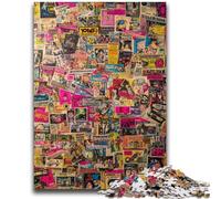 Jigsaw Puzzles for Adults Teenagers Jigsaws Puzzle Paris Stamp Collage for Age 14+ Intellectual Game Christmas Birthday Gifts 50x75cm