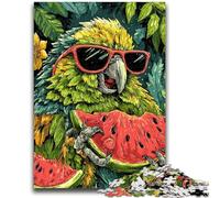 Jigsaw Puzzles for Adults Teenagers Jigsaws Puzzle Parrot Eating Watermelon Challenging Game for The Whole for Women, Gifts for Men 50x75cm