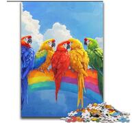 Jigsaw Puzzles for Adults Teenagers Jigsaws Puzzle Parrot on The Rainbow, Family Game for And Unique Home Decor And Gifts for Age 14 (Size 50x75cm)