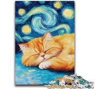 Jigsaw Puzzles for Adults Teenagers Jigsaws Puzzle Persian Cat Night Sky Quiz Game for Is Ideal As A Gift for The Whole Family 50x75cm
