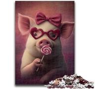 Jigsaw Puzzles for Adults Teenagers Jigsaws Puzzle Pink Pig Quiz Game for Is Ideal As A Gift for The Whole Family 50x75cm