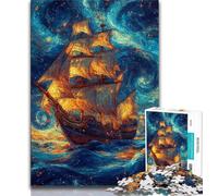 Jigsaw Puzzles for Adults Teenagers Jigsaws Puzzle Pirate Ship,Help The Brain Exercise Addictive Toys to Cultivate Patience Artists Collection,Fine Art (75x50cm)