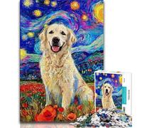 Jigsaw Puzzles for Adults Teenagers Jigsaws Puzzle Poppy Golden Retriever,Educational Family Game Suitable for Desktop Decoration 38x26cm