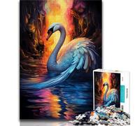 Jigsaw Puzzles for Adults Teenagers Jigsaws Puzzle Psychedelic Art Swan,Educational Family Game Suitable for Desktop Decoration (75x50cm)