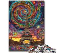 Jigsaw Puzzles for Adults Teenagers Jigsaws Puzzle Psychedelic Eiffel Challenging Game for The Whole for Women, Gifts for Men 26x38cm