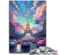 Jigsaw Puzzles for Adults Teenagers Jigsaws Puzzle Psychedelic Eiffel for And from 14 Years And over Play Toys Because It Is Ideal As A Gift for The Whole Family 50x75cm
