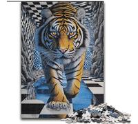 Jigsaw Puzzles for Adults Teenagers Jigsaws Puzzle Psychedelic Tiger, Family Fun Games Is Ideal As A Gift for The Whole Family (Size 26x38cm)
