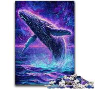 Jigsaw Puzzles for Adults Teenagers Jigsaws Puzzle Psychedelic Whale Stress Reliever Difficult Challenge with Matching Poster And Trivia Sheet 26x38cm