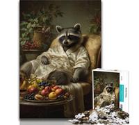 Jigsaw Puzzles for Adults Teenagers Jigsaws Puzzle Raccoon on The Sofa,Educational Stress Relief Toy for Is Ideal As A Gift for The Whole Family 38x52cm