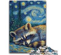 Jigsaw Puzzles for Adults Teenagers Jigsaws Puzzle Raccoon Starry Sky Quiz Game for Is Ideal As A Gift for The Whole Family 26x38cm