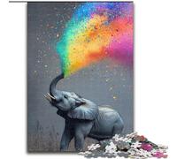 Jigsaw Puzzles for Adults Teenagers Jigsaws Puzzle Rainbow Smoke Elephant, for 14+ Challenging Game As A Gift for The Whole Family And Friends 26x38cm