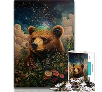 Jigsaw Puzzles for Adults Teenagers Jigsaws Puzzle Rose Brown Bear,Family Entertainment Toys with Matching Poster And Trivia Sheet (75x50cm)