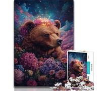 Jigsaw Puzzles for Adults Teenagers Jigsaws Puzzle Rose Brown Bear,Family Entertainment Toys with Matching Poster And Trivia Sheet (38x26cm)