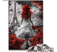 Jigsaw Puzzles for Adults Teenagers Jigsaws Puzzle Rose Eiffel, Quiz Game Enhance Love between Couples for And Age 14 (Size 50x75cm)