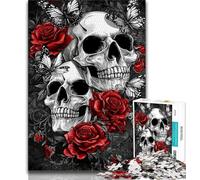 Jigsaw Puzzles for Adults Teenagers Jigsaws Puzzle Rose Skull,Educational Games Home Decoration Birthday Present,Gifts,Wall Art (75x50cm)