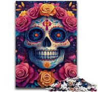 Jigsaw Puzzles for Adults Teenagers Jigsaws Puzzle Rose Skull for And from 14 Years And over Play Toys Because It Is Ideal As A Gift for The Whole Family 50x75cm
