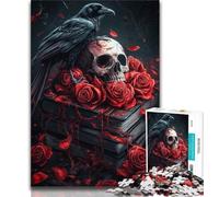 Jigsaw Puzzles for Adults Teenagers Jigsaws Puzzle Rose Skull,Help The Brain Exercise Addictive Toys to Cultivate Patience Artists Collection,Fine Art (75x50cm)