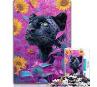 Jigsaw Puzzles for Adults Teenagers Jigsaws Puzzle Rose Sunflower Black Leopard,Educational Games Home Decoration Birthday Present,Gifts,Wall Art (38x26cm)