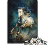 Jigsaw Puzzles for Adults Teenagers Jigsaws Puzzle Running White Horse Suitable for Ages 14 And Up Family Games Deal As Gifts for The Whole Family 50x75cm