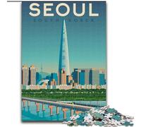 Jigsaw Puzzles for Adults Teenagers Jigsaws Puzzle Seoul Korea Cityscape Challenging Game And Family Play with Fully Interlocking Randomly Shaped Pieces (26x38cm) 1000pcs