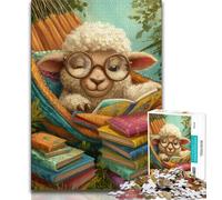 Jigsaw Puzzles for Adults Teenagers Jigsaws Puzzle Sheep Reading A Book,Help The Brain Exercise Addictive Toys to Cultivate Patience Artists Collection,Fine Art (38x26cm)