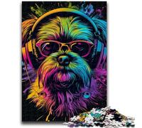 Jigsaw Puzzles for Adults Teenagers Jigsaws Puzzle Shih Tzu Neon for And from 14 Years And over Play Toys Because It Is Ideal As A Gift for The Whole Family 50x75cm