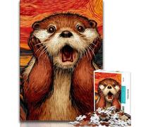 Jigsaw Puzzles for Adults Teenagers Jigsaws Puzzle Shocked Otter,Family Entertainment Toys with Matching Poster And Trivia Sheet (75x50cm)
