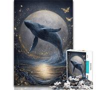 Jigsaw Puzzles for Adults Teenagers Jigsaws Puzzle Space Whale,Family Entertainment Toys with Matching Poster And Trivia Sheet (75x50cm)