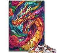 Jigsaw Puzzles for Adults Teenagers Jigsaws Puzzle Stained Glass Dragon Toys Educational Games Stress Relieving Unique Home Decor And Gifts 50x75cm
