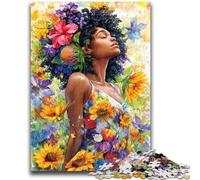 Jigsaw Puzzles for Adults Teenagers Jigsaws Puzzle Sunflower African Woman Challenging Game Toys Deal As Gifts for The Whole Family for Ages 14+ 50x75cm