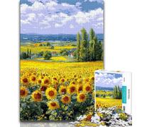 Jigsaw Puzzles for Adults Teenagers Jigsaws Puzzle Sunflower Field,Decompressing Intellectual Educational Toy Birthday Gift 38x26cm