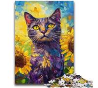 Jigsaw Puzzles for Adults Teenagers Jigsaws Puzzle Sunflowers And Cats Stress Reliever Difficult Challenge Deal As Gifts for The Whole Family 26x38cm