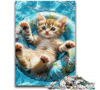 Jigsaw Puzzles for Adults Teenagers Jigsaws Puzzle Swimming Cat for 14+ Unique Challenge Game Family Games Christmas Birthday Gifts 38x26cm
