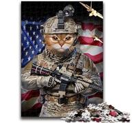 Jigsaw Puzzles for Adults Teenagers Jigsaws Puzzle Tabby Cat Elite Soldier Vibrant And Unique Design Relaxing & Challenging Puzzle Experience 26x38cm