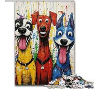 Jigsaw Puzzles for Adults Teenagers Jigsaws Puzzle Three Happy Dogs Educational Stress Relief Toy Parent-child Interaction for And Age 14 26x38cm