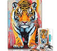 Jigsaw Puzzles for Adults Teenagers Jigsaws Puzzle Tiger Graffiti, Train Your Brain And Hands,Unique Birthday And Gifts for Age 14 Years Up 38x26cm