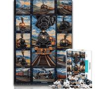 Jigsaw Puzzles for Adults Teenagers Jigsaws Puzzle Train Collage,Decompressing Intellectual Educational Toy Birthday Gift 75x50cm