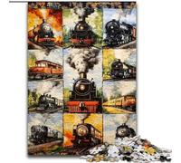 Jigsaw Puzzles for Adults Teenagers Jigsaws Puzzle Train Collage, Decompressing Intellectual Educational Toy Birthday Present, Gifts, Wall Art (Size 50x75cm)