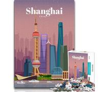 Jigsaw Puzzles for Adults Teenagers Jigsaws Puzzle Travel to Shanghai,Challenging Game for Is Ideal As A Gift for The Whole Family (75x50cm)