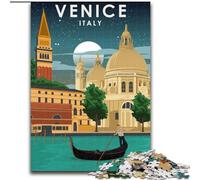 Jigsaw Puzzles for Adults Teenagers Jigsaws Puzzle Venice Italy at Night Challenging Game And Family Play with Fully Interlocking Randomly Shaped Pieces (26x38cm) 1000pcs