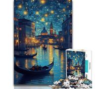 Jigsaw Puzzles for Adults Teenagers Jigsaws Puzzle Venice Under The Night Sky,Challenging Game for Is Ideal As A Gift for The Whole Family (38x26cm)