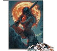 Jigsaw Puzzles for Adults Teenagers Jigsaws Puzzle Warrior Under The Moon, Stress Reliever Difficult Challenge Home Decoration Toys (Size 50x75cm)
