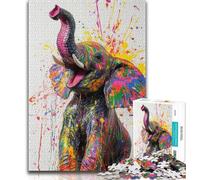 Jigsaw Puzzles for Adults Teenagers Jigsaws Puzzle Watercolor Elephant,Challenging Game for Is Ideal As A Gift for The Whole Family (38x26cm)