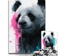Jigsaw Puzzles for Adults Teenagers Jigsaws Puzzle Watercolor Panda,Stress Reliever Staycation Kill Time Wishlist with Santa Claus 75x50cm