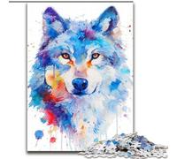 Jigsaw Puzzles for Adults Teenagers Jigsaws Puzzle Watercolor Wolf, Learning Educational Is Ideal As A Gift for The Whole Family (Size 26x38cm)