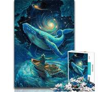 Jigsaw Puzzles for Adults Teenagers Jigsaws Puzzle Whales in Space,Challenging Game for Is Ideal As A Gift for The Whole Family (38x26cm)