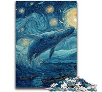 Jigsaw Puzzles for Adults Teenagers Jigsaws Puzzle Whales in The Starry Sky Suitable for People Aged 14 And Above Educational Game Challenge Toy Gift For Birthdays 50x75cm