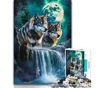 Jigsaw Puzzles for Adults Teenagers Jigsaws Puzzle Wolf Under The Moon,Educational Stress Relief Toy for Is Ideal As A Gift for The Whole Family (75x50cm)